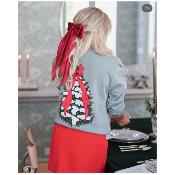 Living Fully Co. by Mallory Ervin Christmas Tree Bow Sweatshirt XL - Picture 3 of 12